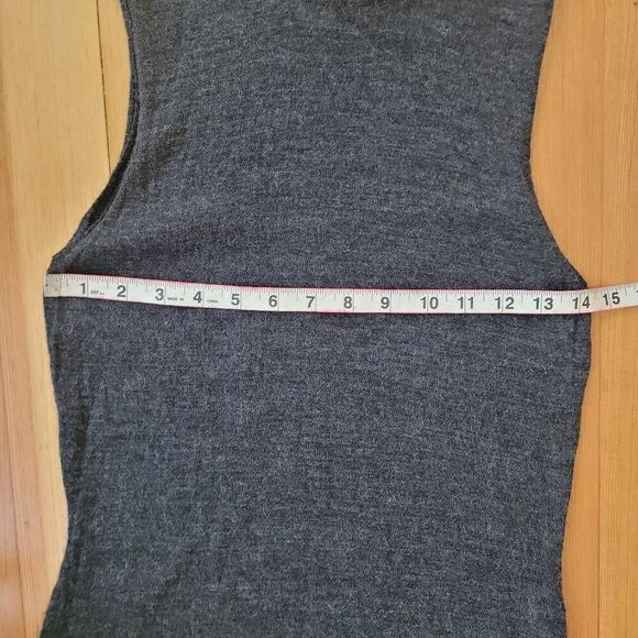 100% merino wool grey sleevless turtleneck sweater longer length lagenlook - Picture 5 of 7